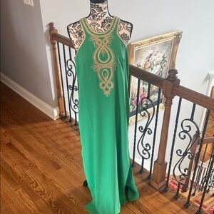 Lilly Pulitzer Green Maxi Dress with Gold Accents